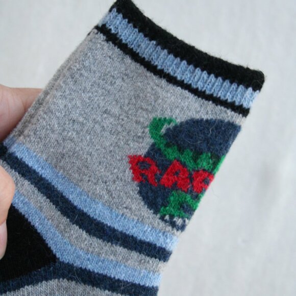 DINO SOCKS 2 PAIRS CUSHY KID BOY 3-4 YRS WARM WINTER LAYERS  appx sz 9 - 11 shoe - Picture 4 of 9